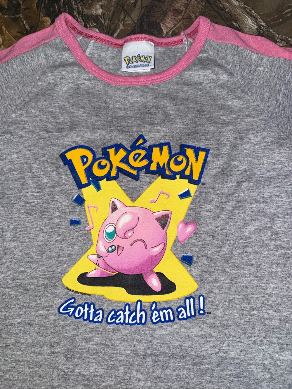 ✨Rare vintage ✨Pokemon Gray & Pink Jigglypuff Short Sleeve Tee - Picture 2 of 5